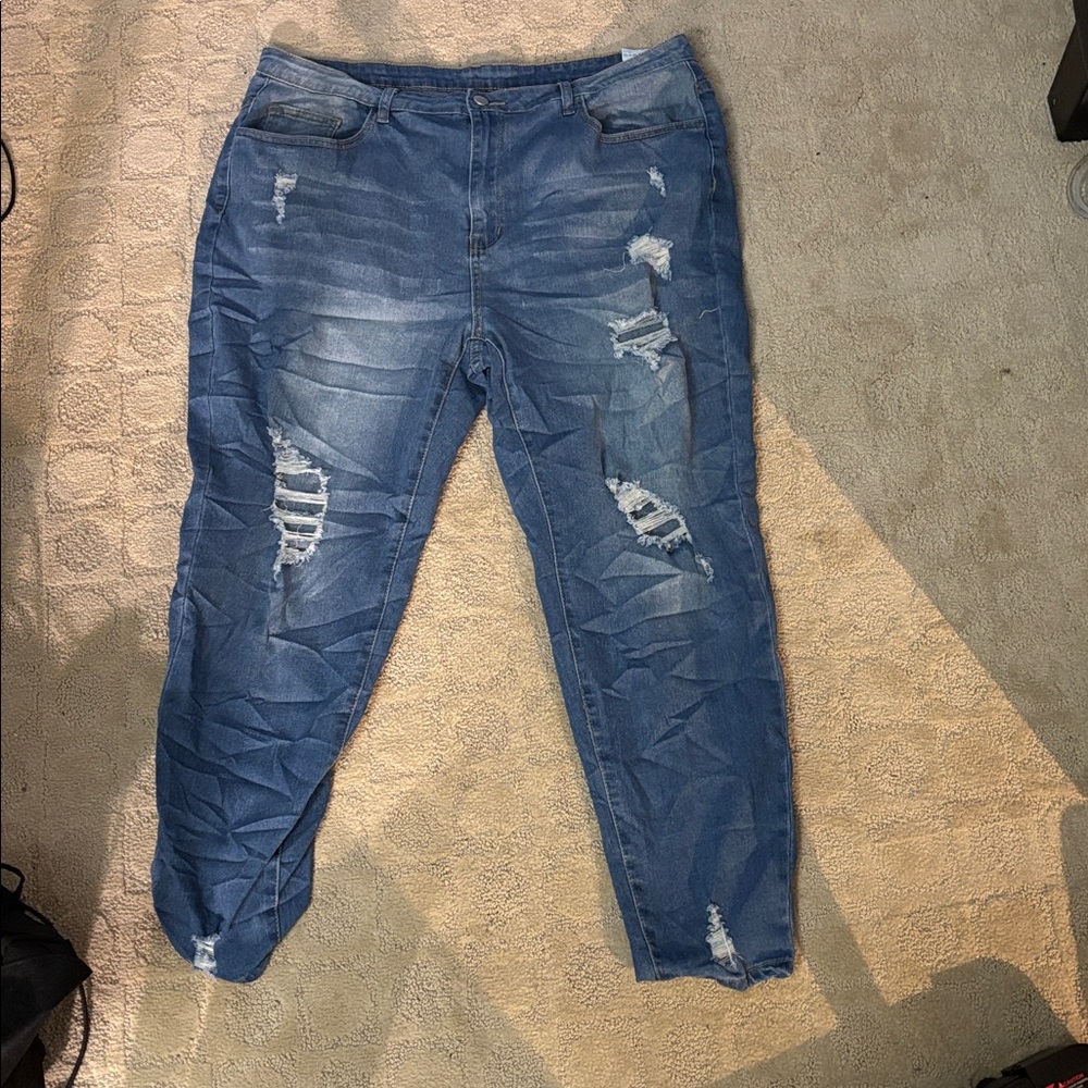 Distressed Blue Jeans